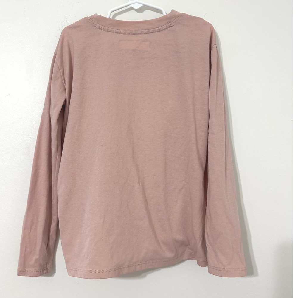 Abercrombie Kids Girls Pink Long Sleeve Logo Tie Front Tee Shirt Size 7/8